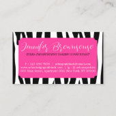 Black Pink Textion Simple Patter Zebra Visitekaartje (Achterkant)