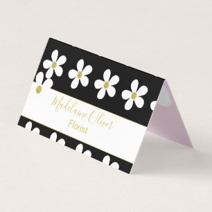 Black Pink White Daisy Florist Professional Visitekaartjes