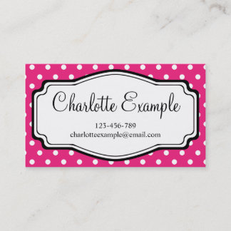 Black Pink White Polka Dot Classic Custom Visitekaartje