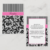 Black Pink White Stripe Damask Enclosure Kaart (Voorkant / Achterkant)
