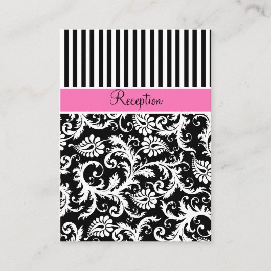 Black Pink White Stripe Damask Enclosure Kaart (Voorkant)