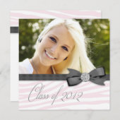 Black Pink Zebra Photo Afstuderen aangekondigd Kaart (Voorkant / Achterkant)