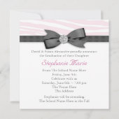 Black Pink Zebra Photo Faire-part de graduation (Dos)