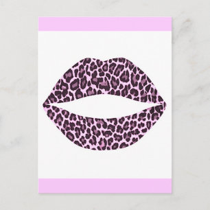 BLACK PINKS WHITE KISS SMILS LEOPARD PRINT DESIGN BRIEFKAART