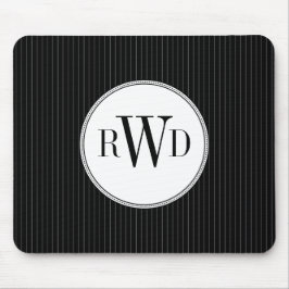 Black Pinstripe Monogram Mousepad Muismat