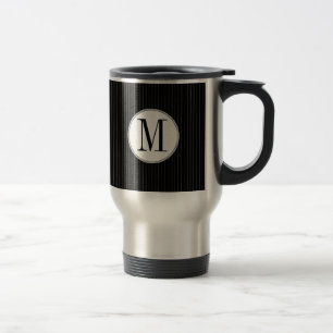 Black Pinstripe Single Monogram Mok