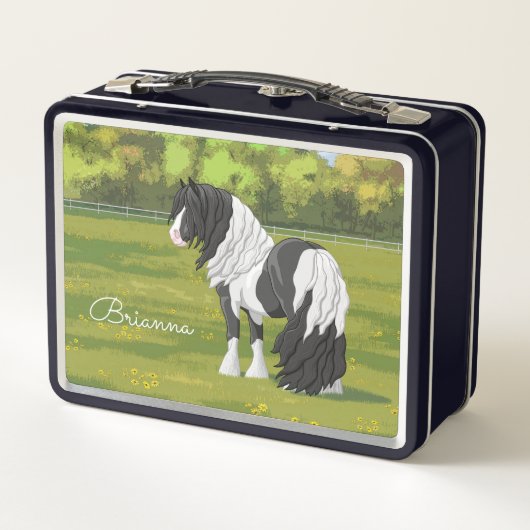 Black Pinto Piebald Gypsy Vanner Draft Horse (Achterkant)