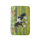 Black Pinto Piebald Gypsy Vanner Draft Horse Badmat (Voorkant Verticaal)