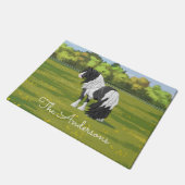 Black Pinto Piebald Gypsy Vanner Draft Horse Deurmat (Schuin)