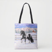 Black Pinto Piebald Gypsy Vanner Draft Horse Draagtas (Voorkant)