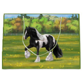 Black Pinto Piebald Gypsy Vanner Draft Horse Groot Cadeauzakje (Voorkant)