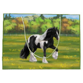 Black Pinto Piebald Gypsy Vanner Draft Horse Groot Cadeauzakje (Achterkant)