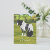 Black Pinto Piebald Gypsy Vanner Draft Horse Kaart (Staand voorkant)