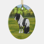 Black Pinto Piebald Gypsy Vanner Draft Horse Keramisch Ornament (Rechts)