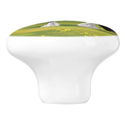 Black Pinto Piebald Gypsy Vanner Draft Horse Keramische Knop (Zijkant)