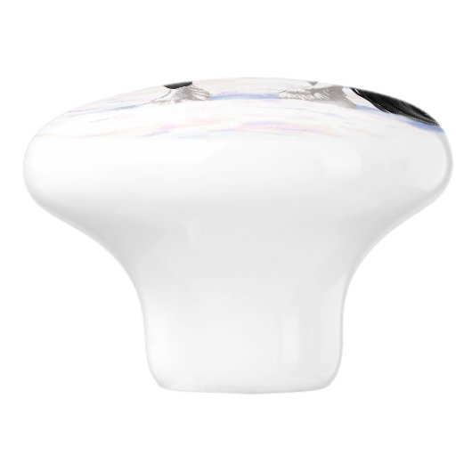 Black Pinto Piebald Gypsy Vanner Draft Horse Keramische Knop (Zijkant)