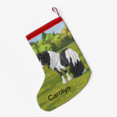 Black Pinto Piebald Gypsy Vanner Draft Horse Kleine Kerstsok (Achterkant (Hangend))