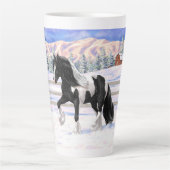 Black Pinto Piebald Gypsy Vanner Draft Horse Latte Mok (Voorkant)