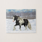 Black Pinto Piebald Gypsy Vanner Draft Horse Legpuzzel (Horizontaal)