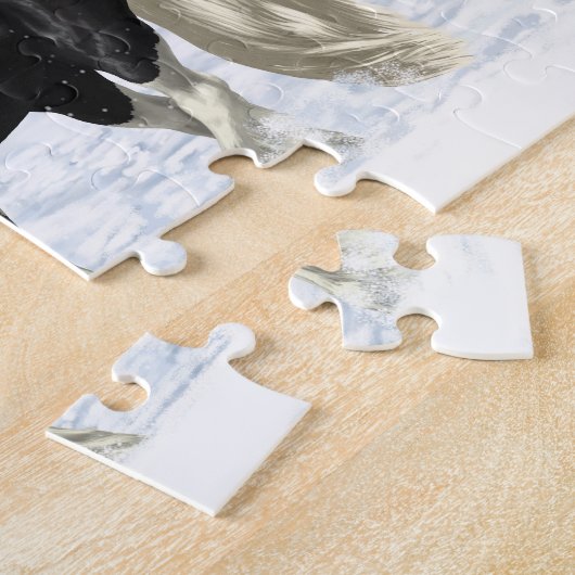 Black Pinto Piebald Gypsy Vanner Draft Horse Legpuzzel (Zijkant)