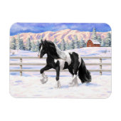 Black Pinto Piebald Gypsy Vanner Draft Horse Magneet (Horizontaal)