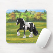 Black Pinto Piebald Gypsy Vanner Draft Horse Muismat (Met muis)