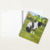 Black Pinto Piebald Gypsy Vanner Draft Horse Planner (Display)
