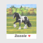 Black Pinto Piebald Gypsy Vanner Draft Horse Sticker (Vel)