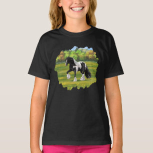 Black Pinto Piebald Gypsy Vanner Draft Horse T-shirt