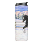 Black Pinto Piebald Gypsy Vanner Draft Horse Thermosbeker (Gedraaid links)