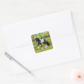 Black Pinto Piebald Gypsy Vanner Draft Horse Vierkante Sticker (Envelop)