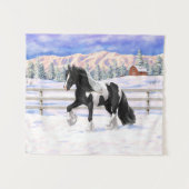 Black Pinto Piebald Gypsy Vanner Draft Horse Wandkleed (Voorkant (horizontaal))