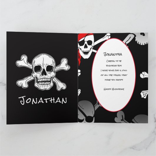 Black Pirate Crossbones-Kaart Kaart (Binnen)