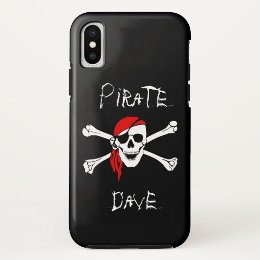 Black Pirate Skull en Crossbones iPhone Case (Achterkant)