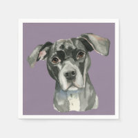 Black Pit Bull Dog Waterverf Portrait