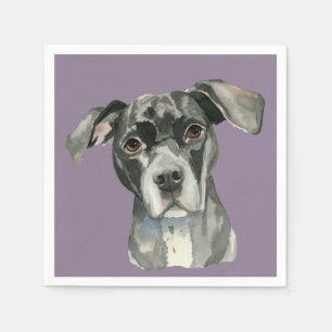 Black Pit Bull Dog Waterverf Portrait Servetten