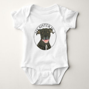 Black Pitbull Dog Big Sister Romper