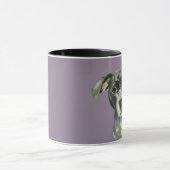 Black Pitbull Dog Waterverf Portret Mok (Midden)