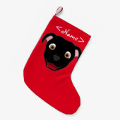 Black Pitbull Face Kleine Kerstsok (Voorkant (Hangend))