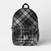 Black Plaid Pine Forest Backpack Bedrukte Rugzak (Voorkant)