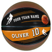 Black Player Team Naam Nummer Silhouette Stripe Basketbal (Voorkant)