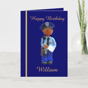 Black Police Officer Birthday Card Kaart