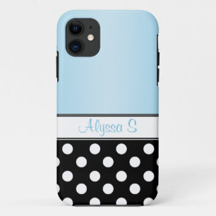 Black Polka Dot Blue iPhone 5 Hoesje