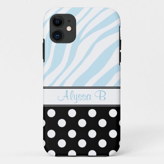 Black Polka Dot Blue Zebra Imprimer iPhone 5 Coque (Dos)