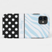 Black Polka Dot Blue Zebra Imprimer iPhone 5 Coque (Dos (Horizontal))