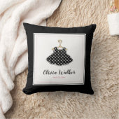 Black Polka Dot Dress van Little Girl - Baby Pillo Kussen (Deken)