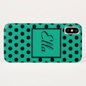 Black Polka Dot Elegant Pattern on Green Case-Mate iPhone Case (Achterkant (horizontaal))