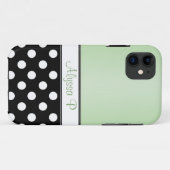 Black Polka Dot Green iPhone 5 Coque (Dos (Horizontal))