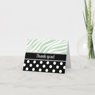 Black Polka Dot Green Zebra Afdrukken Hartelijk da Bedankkaart