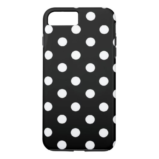 Black Polka dot iPhone 7 plus zwaar hoesje (Achterkant)